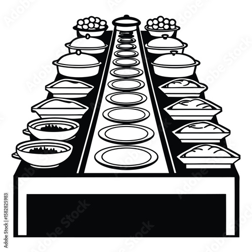 Thanksgiving dinner buffet silhouette