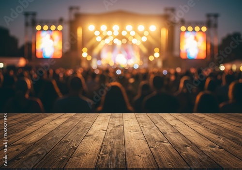 Experience the Excitement of Live Music and Outdoor Festivals with a Crowd of Enthusiastic Fans Enjoying a Spectacular Performance on Stage Under the Evening Sky