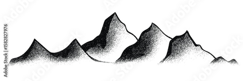 Vector sketch, mountain landscape, imitation of a pencil drawing