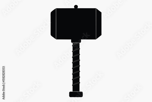 Vector art of a black silhouette of thors hammer isolated on a white background