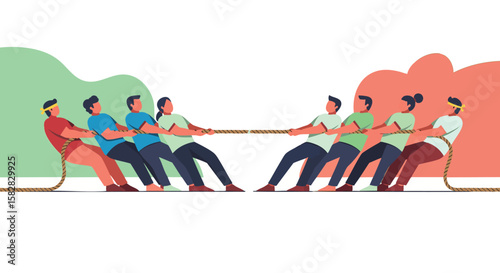 Indonesian people playing tug of war game together