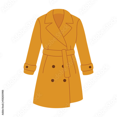 Autumn coat. Hand-drawn illustration. Flat vector illustration isolated on a white background.