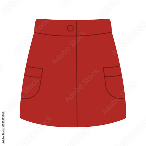Short women's skirt. Hand-drawn illustration. Flat vector illustration isolated on a white background