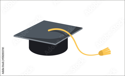 Graduation cap illustration. university, college graduation black cap icon. Element for degree ceremony, educational programs design.