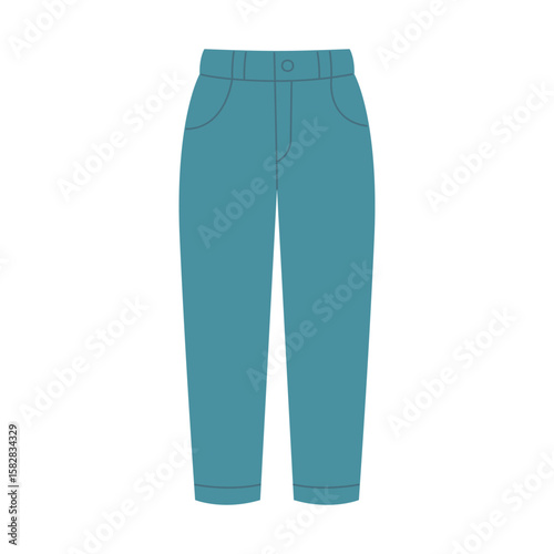 Long trousers. Denim clothing. Hand-drawn illustration. Flat vector illustration isolated on a white background
