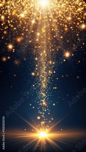 Glittering abstract light with shimmering particles suspended in mid-air against a dark background