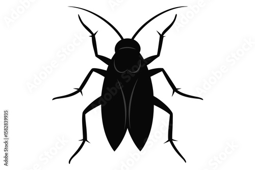 Vector art of black silhouette of a cockroach isolated on white background
