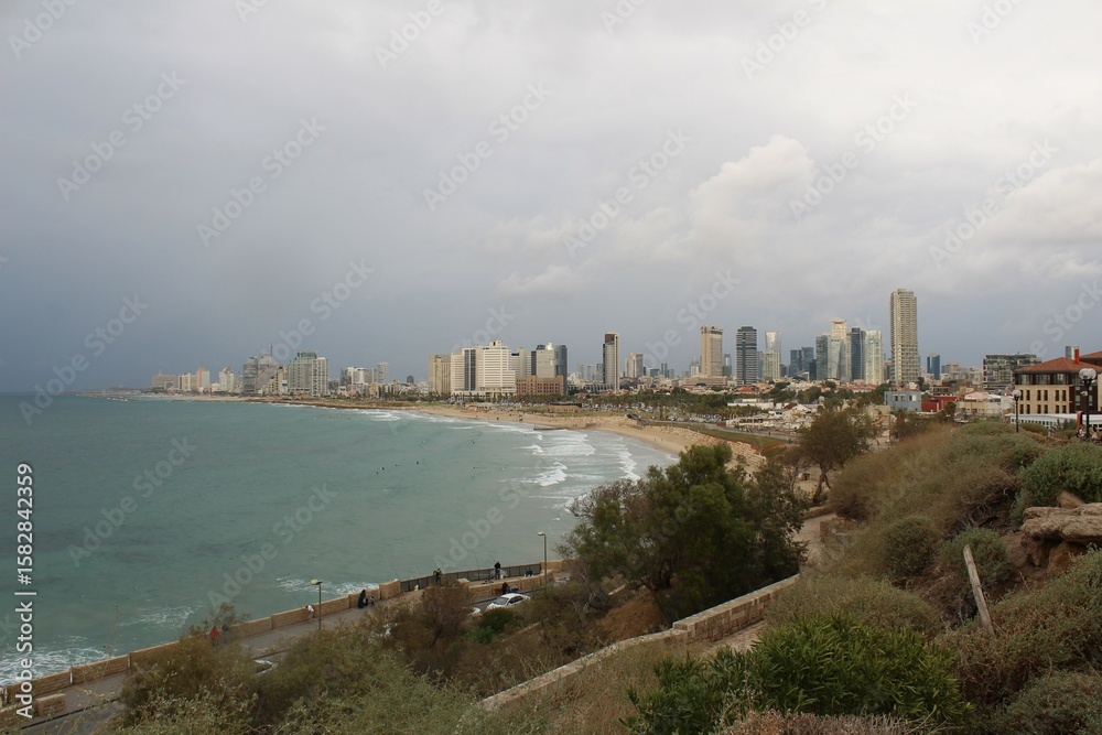 Fototapeta premium Tel Aviv Coastline and Skyline