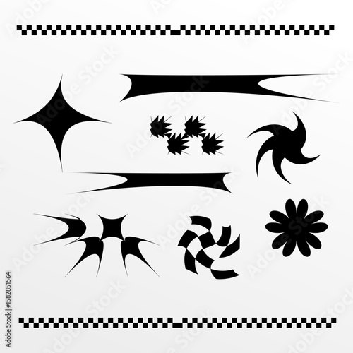retro futuristic set of elements, vintage neo futuristic shapes, part of the poster and aesthetic poster decoration
