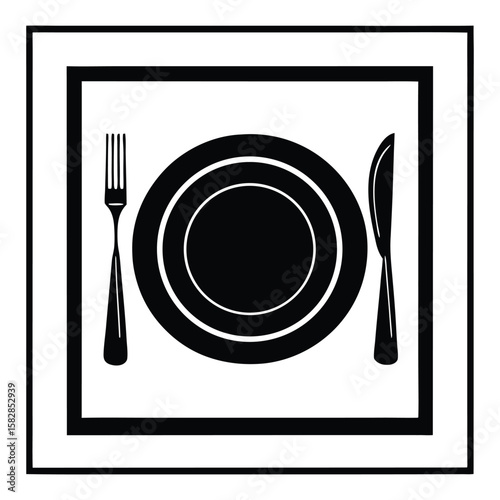 Thanksgiving dinner place setting silhouette