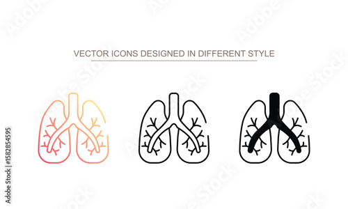 Lungs icon design with white background stock illustration