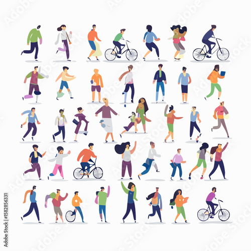 Diverse People in Everyday Activities Vector Characters Set