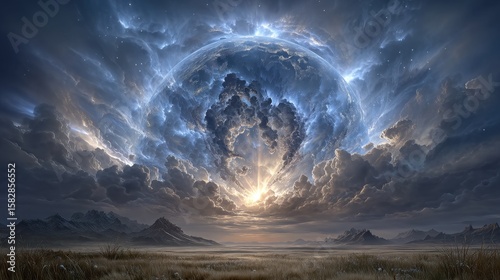 Earth surrounded by high-energy cosmic rays with storm systems below, showcasing radiation's impact on climate dynamics