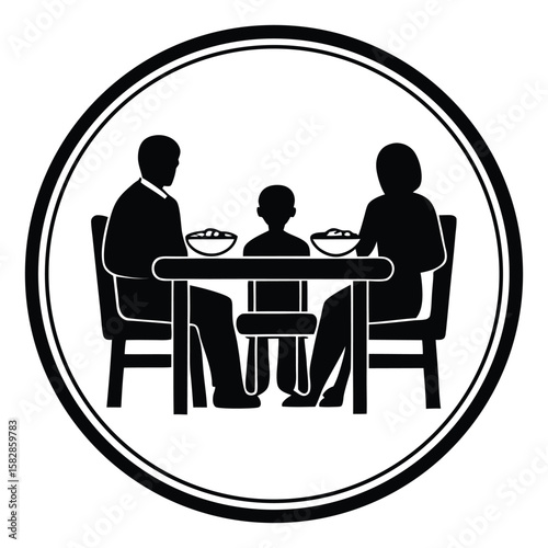 Family thanksgiving dinner silhouette