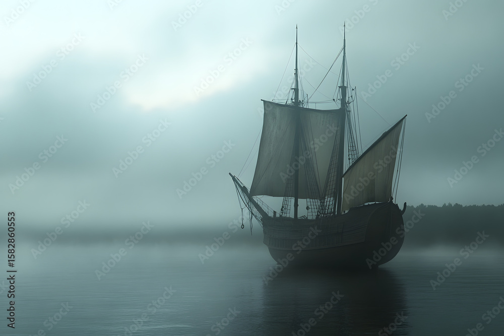 Obraz premium Foggy maritime scene