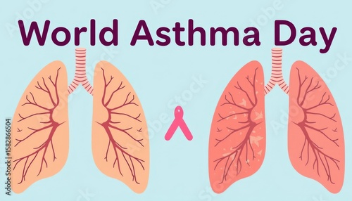 Wallpaper Mural Illustration for World Asthma Day with healthy and unhealthy lungs graphic Torontodigital.ca