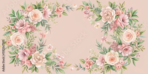 Wallpaper Mural Pastel pink floral wreath with delicate floral motifs and soft greenery seamless pattern Torontodigital.ca