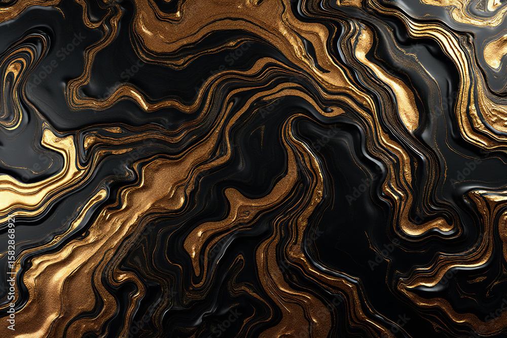 Obraz premium Luxury Black and Gold Marble Fluid Art Background Abstract Texture