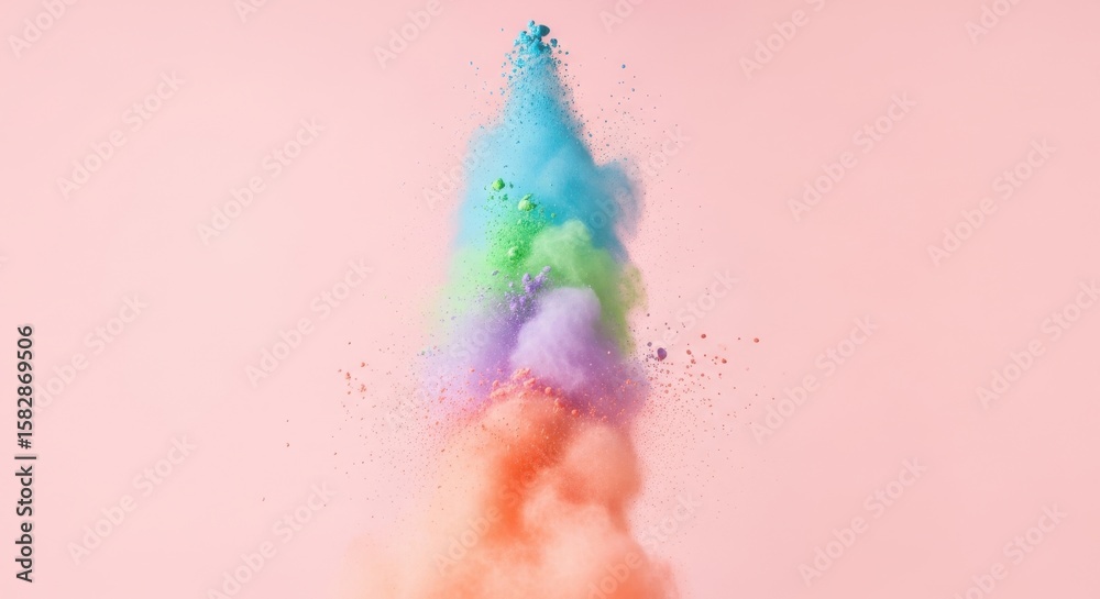 Fototapeta premium A vibrant explosion of colorful powder creates an abstract splash