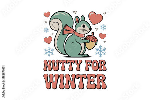 Squirrel with acorn flat vector pastel colors clipart