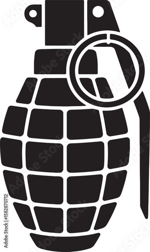 Silhouette of Classic Military Grenade – Vector Icon for Games and Graphics