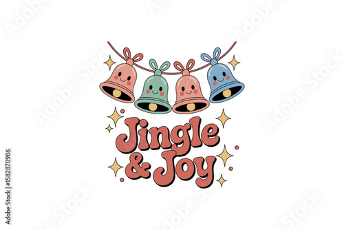 Bells garland flat vector pastel colors clipart

