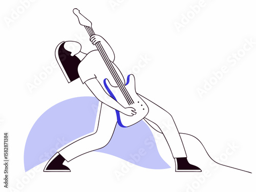 Vector illustration of a person rocking out playing a electric guitar