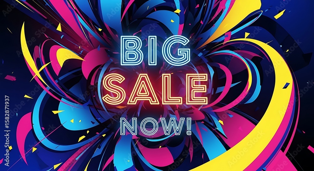 Obraz premium Exciting Big Sale Announcement with Abstract Colorful Graphic Explosion