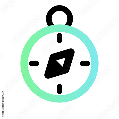 Classic compass with cardinal directions for navigation. Gradient Fill and flat line