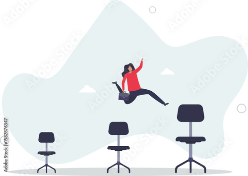 Job hopping, change many jobs in short time, move to new better career or position,.human life.