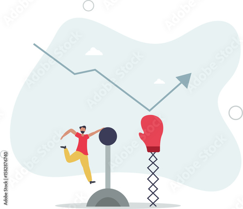 Game changer strategy to improve or rising up, stock market rebound or solution for economic recover from recession concept.human life.