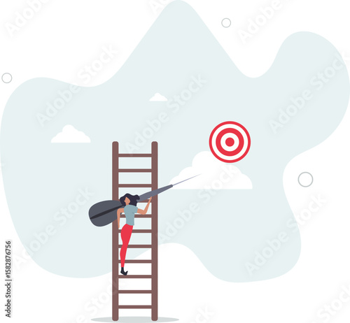 Dream big aim high, ambition and challenge to success in business, motivation to achieve big goal or target,human life.