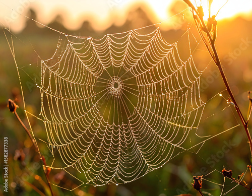 spider web with dew