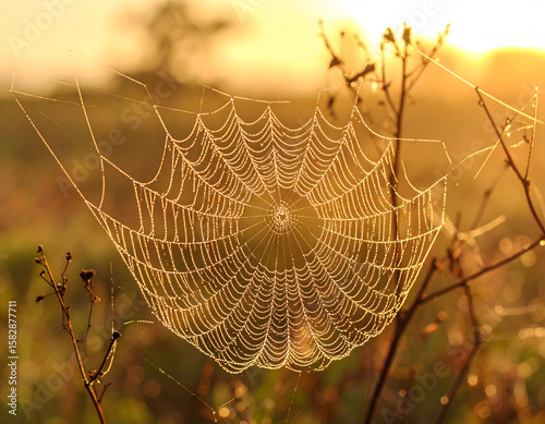 spider web with dew drops
