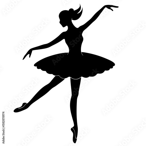 Elegant ballerina dancer posing gracefully silhouette vector illustration