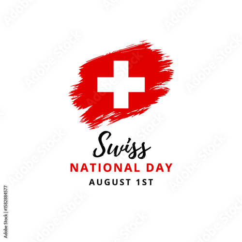 Swiss National day text typography vector