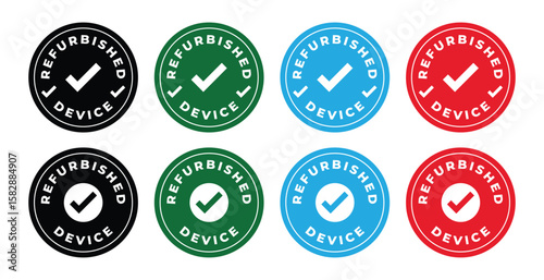 Refurbished Device Round Stamp Icon Set