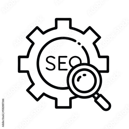SEO Optimization Icon – Vector Symbol of Search Engine Analysis and Technical Performance