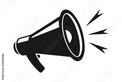 Vector art of a black silhouette of a megaphone making an announcement