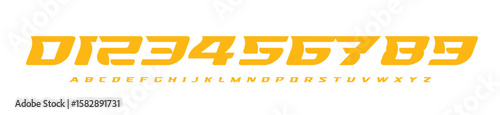 Free Download Italic Racing Number Font, Strong Bold Slanted Alphabet for motorsports, soccer, sports car branding, race events, esports jersey numbers, or fast-paced digital interfaces. Vector Illustration. - GFXLoad