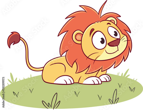 Friendly Lion Cartoon with Bold Colors and Simple Background