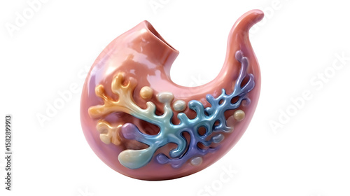 Realistic 3d illustration of a human stomach organ isolated on white background photo