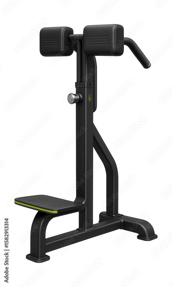 Fototapeta premium Standing calf raise station with adjustable shoulder pads and foot platform for calf development
