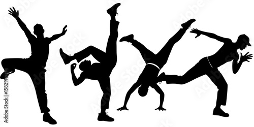 silhouettes of dancing people