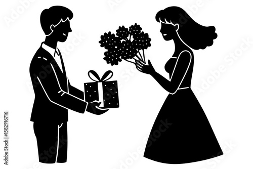 silhouette of a young couple