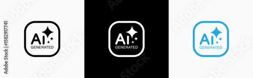 AI generated icon style. Artificial intelligence symbol. Digital mind, Processor, Brain, microchip, Mini AI CPU, Mobile AI CPU signs vector illustration