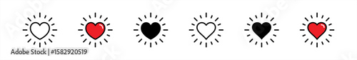 Heart shines icon collection. Sparkling love symbol. Containing integrity, trust, passion, valentine, honesty, culture, and commitment signs vector illustration.