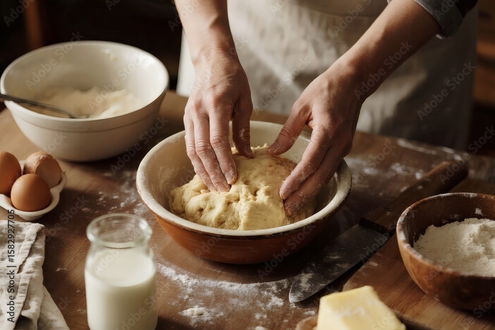 baker kneading dough baker kneading dough