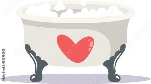 Adorable Bubble Bath Tub with Red Heart
