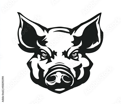 Black and white pig's head graphic (2)
